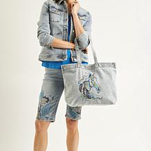 DG2 by Diane Gilman Embroidered Denim Tote Bag
