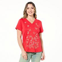 DG2 by Diane Gilman Everyday Jersey Knit Embroidered Tee