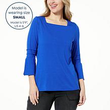 DG2 by Diane Gilman Everyday Jersey Knit Square-Neck Bell Cuff Top