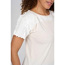 DG2 by Diane Gilman Everyday Jersey Paillette Yoke Knit Top