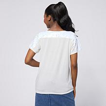 DG2 by Diane Gilman Everyday Jersey Payette Yoke Knit Top