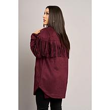 DG2 by Diane Gilman Faux Suede Fringe Car Coat