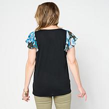 DG2 by Diane Gilman Flutter Sleeve Asymmetric Easy Top