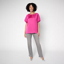 DG2 by Diane Gilman Hammered Satin Bubble Sleeve Top