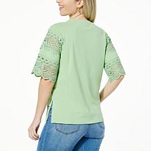 DG2 by Diane Gilman Lace Trim Short-Sleeve Easy Top