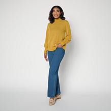 DG2 by Diane Gilman Lantern Sleeve Mock Neck Top
