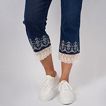 DG2 by Diane Gilman Legacy Stretch Denim Embroidered Lace Hem Jean