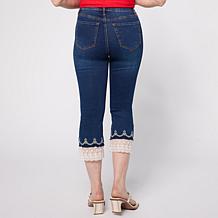 DG2 by Diane Gilman Legacy Stretch Denim Embroidered Lace Hem Jean