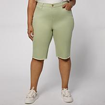 DG2 by Diane Gilman Legacy Stretch Denim Fray Hem Bermuda Short