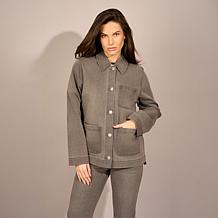 DG2 by Diane Gilman Luxe Touch Denim Patch Pocket Utility Jacket