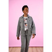 DG2 by Diane Gilman Luxe Touch Denim Patch Pocket Utility Jacket