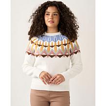 DG2 by Diane Gilman Melange Yarn Fair Isle Pullover Sweater