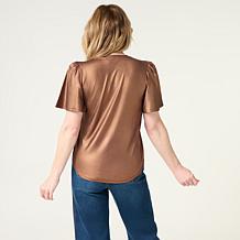DG2 by Diane Gilman Metallic Foil Jersey Top