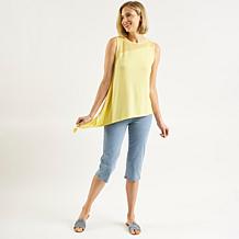 DG2 by Diane Gilman Mixed Media Asymmetric Scarf Tank Top