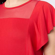 DG2 by Diane Gilman Mixed Media Ruffle Sleeve Top