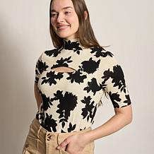 DG2 by Diane Gilman Mock-Neck Top with Chest Keyhole