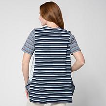 DG2 by Diane Gilman Multi-Stripe Rib Knit Tunic