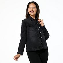 DG2 by Diane Gilman New Classic Stretch Denim Embroidered Jean Jacket