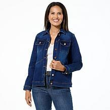 DG2 by Diane Gilman New Classic Stretch Denim Embroidered Jean Jacket
