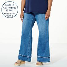 DG2 by Diane Gilman New Classic Stretch Denim Frayed Wide-Leg Jean