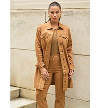 DG2 by Diane Gilman New Classic Stretch Denim Longline Car Coat
