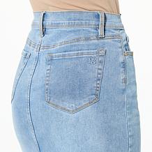DG2 by Diane Gilman New Classic Stretch Denim Midi Skirt w/Side Slits