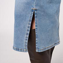 DG2 by Diane Gilman New Classic Stretch Denim Midi Skirt w/Side Slits
