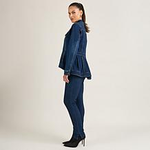 DG2 by Diane Gilman New Classic Stretch Denim Peplum Waterfall Jacket