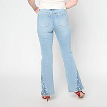 DG2 by Diane Gilman New Classic Stretch Denim Star Panel Flare Jean