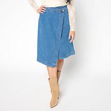 DG2 by Diane Gilman New Classic Stretch Denim Wrap Skirt