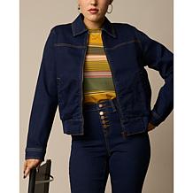 DG2 by Diane Gilman New Classic Stretch Denim Zip-Up Jacket