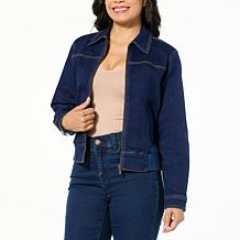DG2 by Diane Gilman New Classic Stretch Denim Zip-Up Jacket