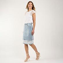 DG2 by Diane Gilman New Classic Stretch Embellished Denim Skirt
