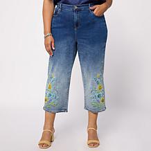 DG2 by Diane Gilman New Classic Stretch Embroidered Cropped Jean