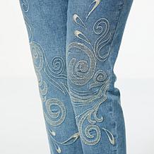 DG2 by Diane Gilman New Classic Stretch Embroidered Girlfriend Jean