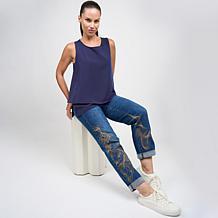 DG2 by Diane Gilman New Classic Stretch Embroidered Girlfriend Jean