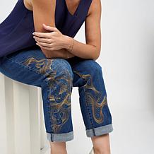 DG2 by Diane Gilman New Classic Stretch Embroidered Girlfriend Jean