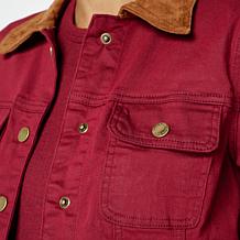 DG2 by Diane Gilman New Classic Stretch Faux Suede-Trimmed Denim Ja...