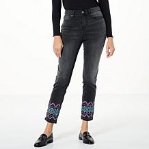 DG2 by Diane Gilman New Classic Stretch Geo Embroidered Skinny Jean