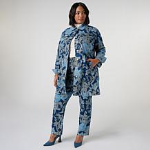 DG2 by Diane Gilman New Classic Stretch Printed Car Coat
