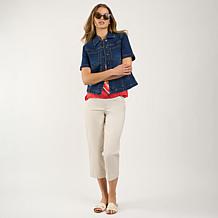 DG2 by Diane Gilman New Classic Stretch Short-Sleeve Denim Jacket