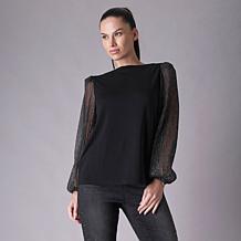 DG2 by Diane Gilman Plisse Sleeve Knit Top