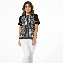 DG2 by Diane Gilman Printed Mixed Media Top