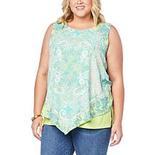 DG2 by Diane Gilman Printed Scarf Front Easy Tank