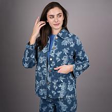 DG2 by Diane Gilman Printed Stretch Denim Barn Jacket