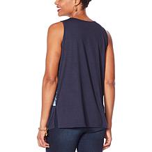 DG2 by Diane Gilman Printed Stretch Velvet Easy Tank