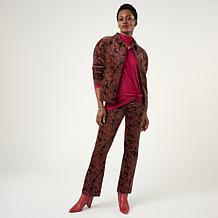 DG2 by Diane Gilman Printed Stretch Velveteen Bootcut Pant