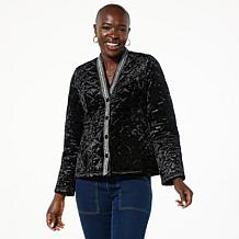DG2 by Diane Gilman Quilted Velvet Crystal Detail Jacket