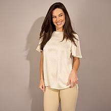 DG2 by Diane Gilman Rhinestone Embellished Flutter Sleeve Top