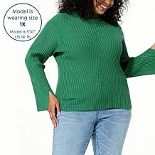 DG2 by Diane Gilman Ribbed SoftEase Knit Mock-Neck Sweater
